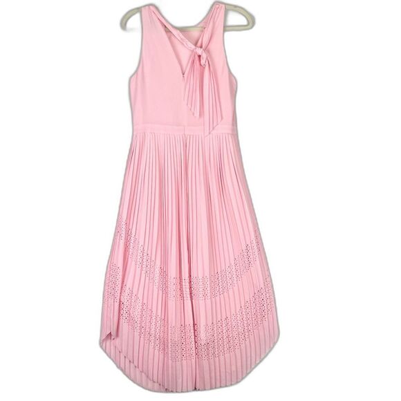 Banana Republic Pleated Laser Cut Midi Dress Size 6 NEW Pink Feminine Romantic - Picture 2 of 9